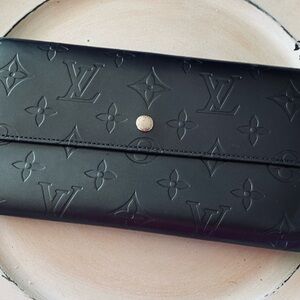 Louis Vuitton Blue Wallet with Embossed Matte Pattern